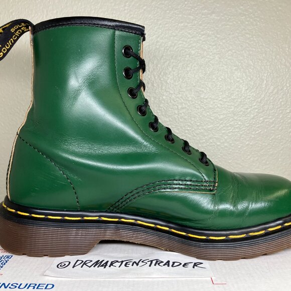 90's Vintage WMNS Size US 8 England Green Dr. Martens MIE boots 8-eye 1460 shoes - Picture 7 of 16